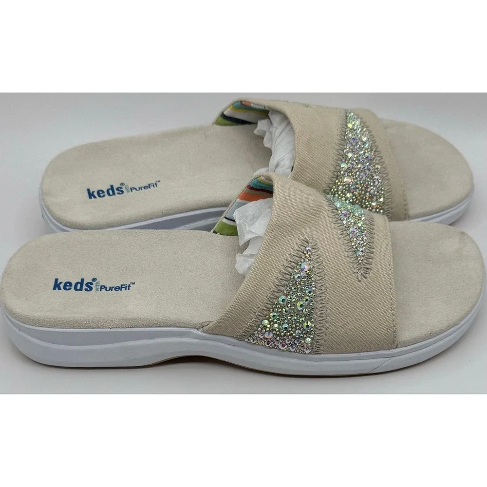 ✨ Sparkle & Stroll Keds Slides ~ Upcycled Glam Comfort ✨Women's Sz 10